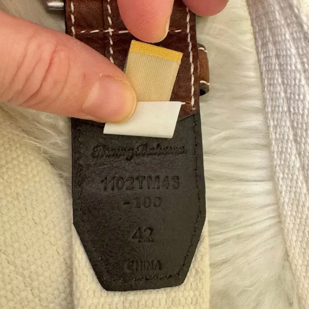 Tommy Bahama Casual Belt Cream Brown Leather Mens Sz 42 Resort Vacation Preppy - Picture 7 of 8